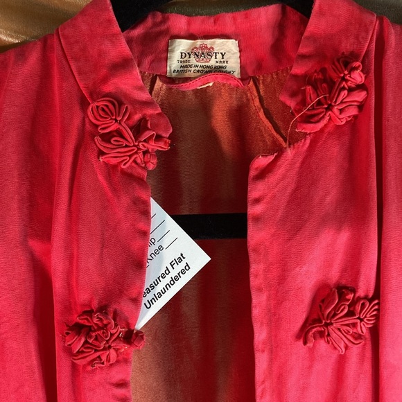 Vintage red satin Hong Kong‎ made swing coat 3/4 sleeves. 32” chest 352 - Picture 6 of 9